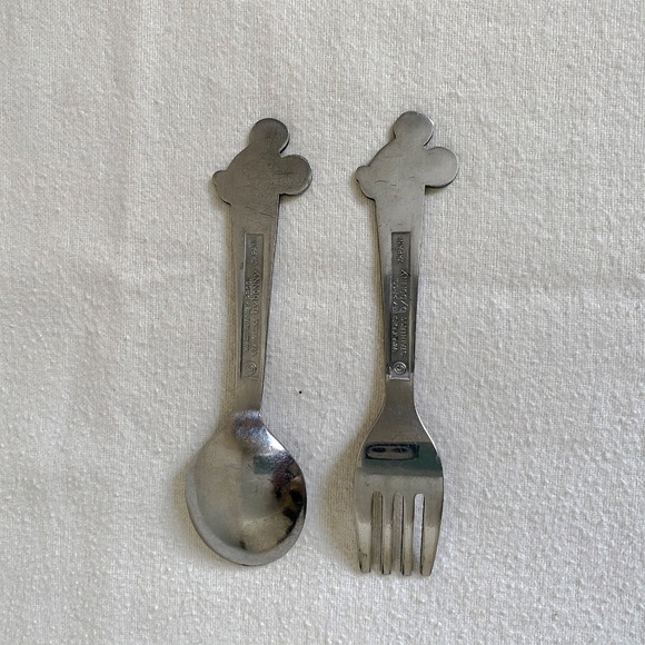 Vintage Walt Disney Mickey Mouse Child Fork and Spoon - Stainless by Bonny - Picture 2 of 2